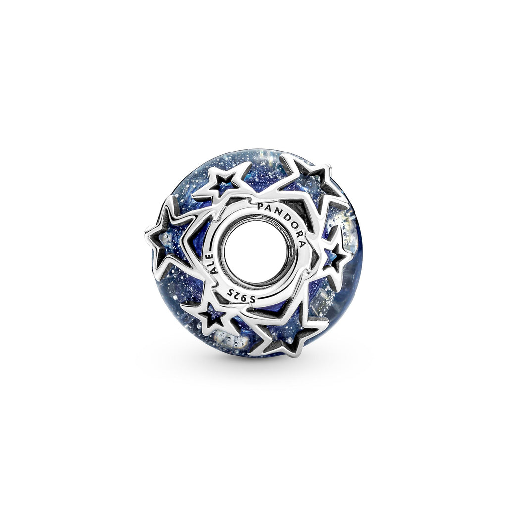 Pandora Moments Charm en Verre de Murano Bleu Galaxie & Étoile 790015C00