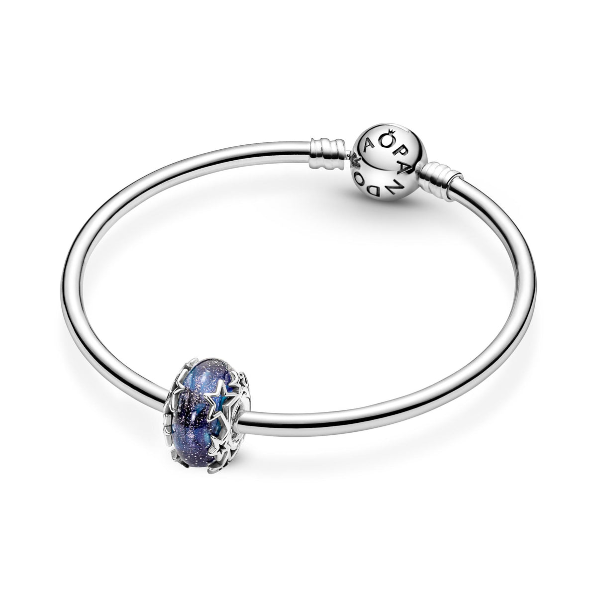 Pandora Moments Charm en Verre de Murano Bleu Galaxie & Étoile 790015C00