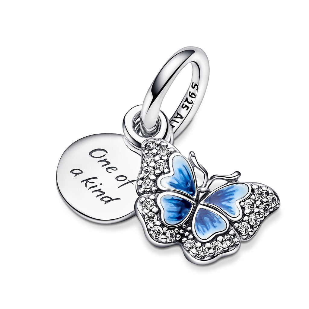 Pandora Moments Charm Pendant Double Papillon Bleu & Citation 790757C01