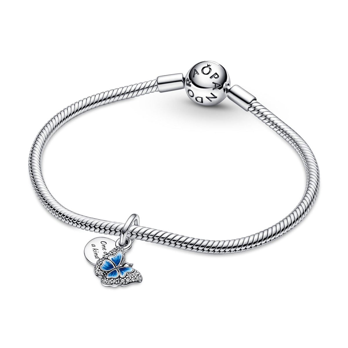 Pandora Moments Charm Pendant Double Papillon Bleu & Citation 790757C01