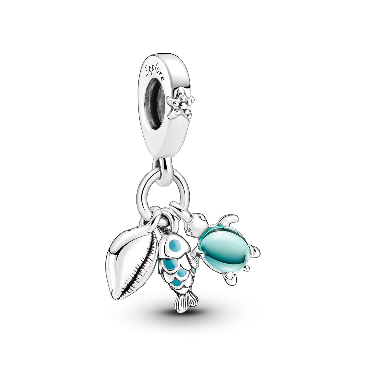 Pandora Moments Charm Pendant Triple Poisson, Tortue de Mer & Conque 791697C01