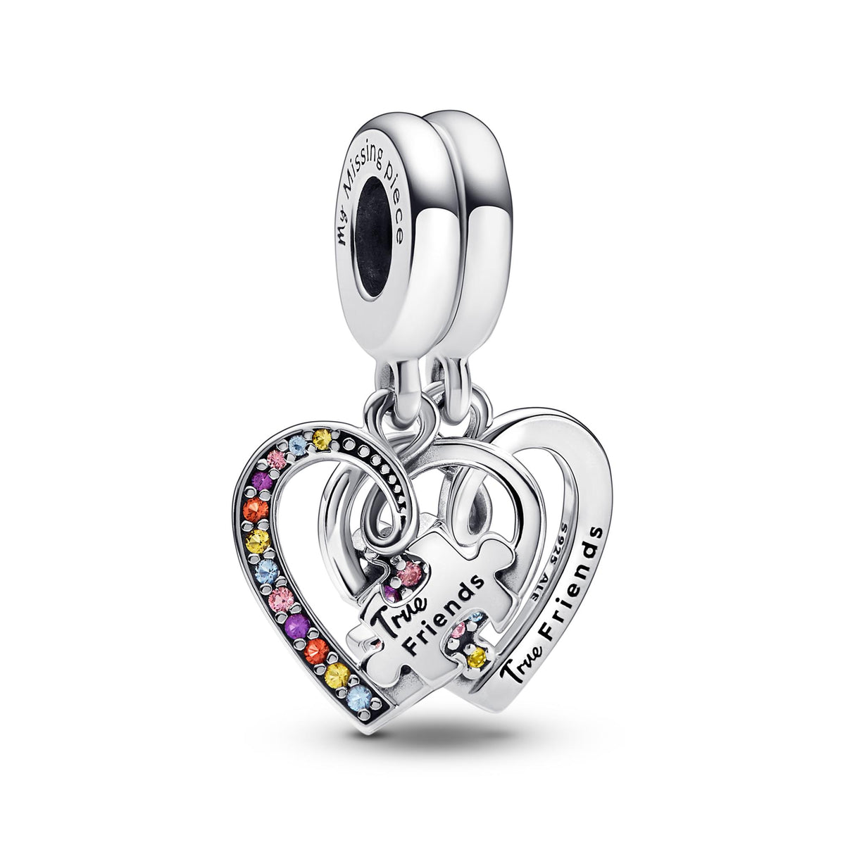 Pandora Moments Charm Pendant Amitié Séparable Cœurs Pièce de Puzzle 792239C01