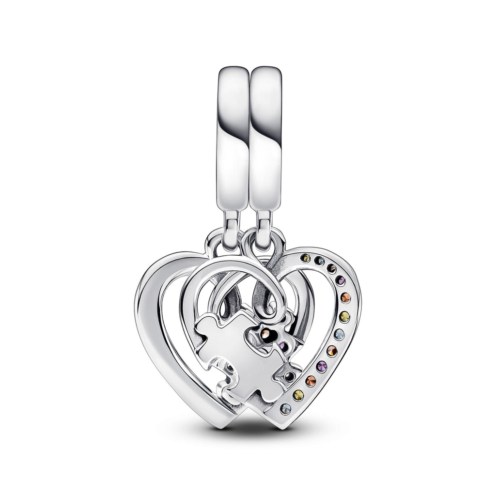 Pandora Moments Charm Pendant Amitié Séparable Cœurs Pièce de Puzzle 792239C01