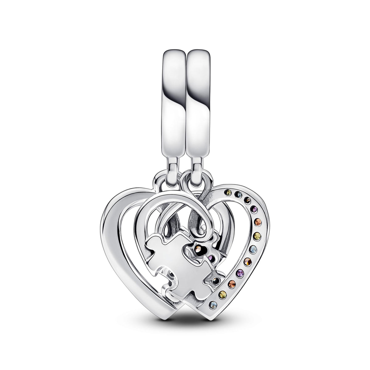 Pandora Moments Charm Pendant Amitié Séparable Cœurs Pièce de Puzzle 792239C01