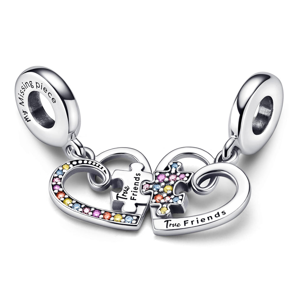 Pandora Moments Charm Pendant Amitié Séparable Cœurs Pièce de Puzzle 792239C01