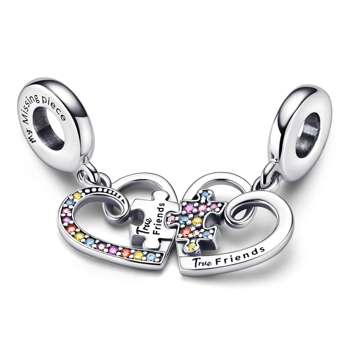 Pandora Moments Charm Pendant Amitié Séparable Cœurs Pièce de Puzzle 792239C01