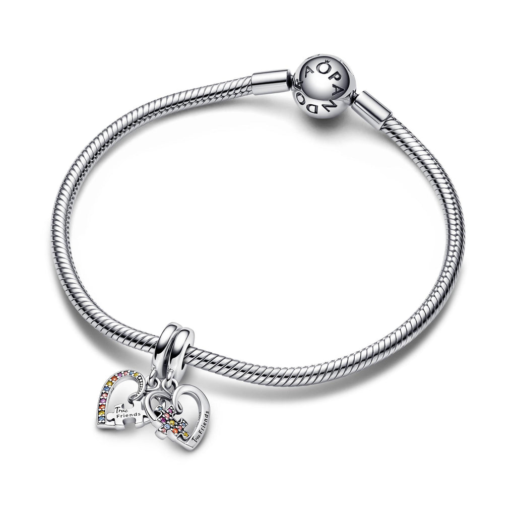 Pandora Moments Charm Pendant Amitié Séparable Cœurs Pièce de Puzzle 792239C01