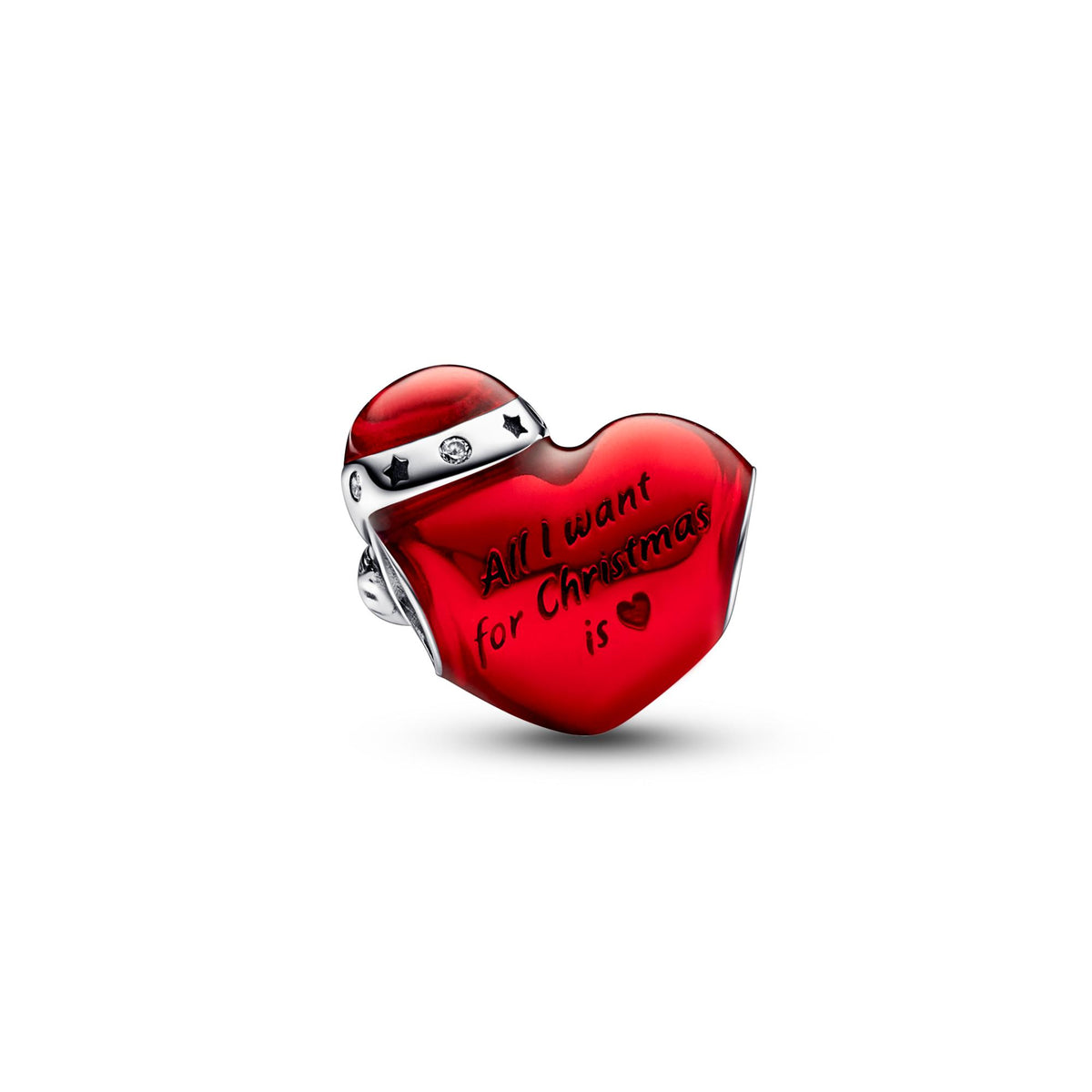 Pandora Moments Charm Cœur de Noël Rouge Métallique 792336C01