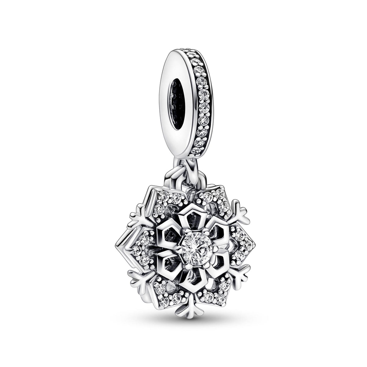 Pandora Moments Charm Pendant Double Flocon de Neige Scintillant 792355C01