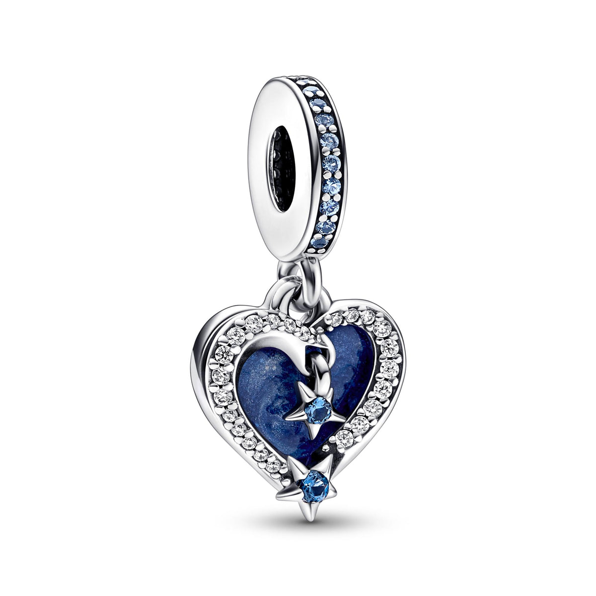 Pandora Moments Charm Pendant Double Cœur Étoile Filante Céleste 792356C01