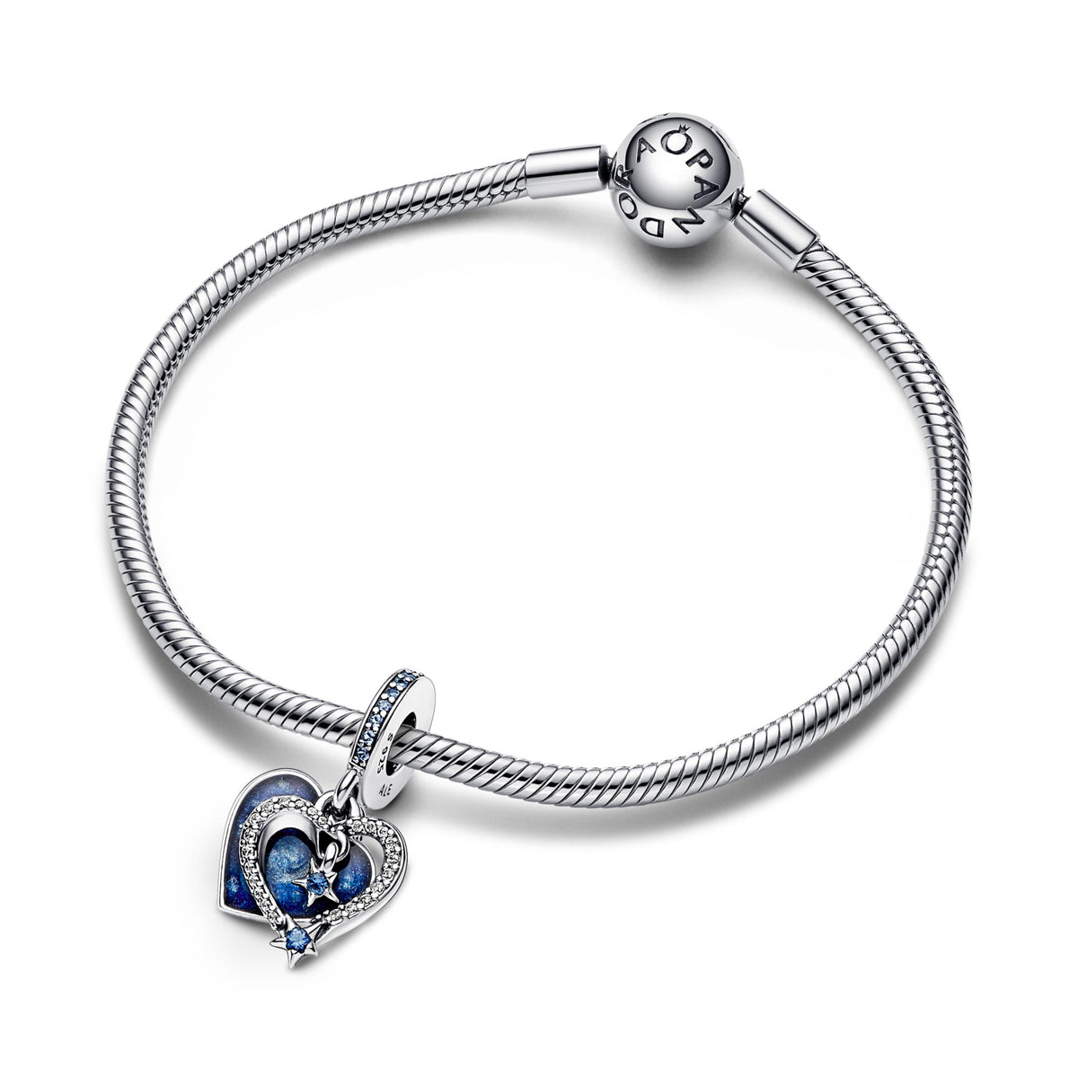 Pandora Moments Charm Pendant Double Cœur Étoile Filante Céleste 792356C01