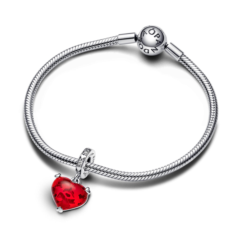 Pandora Disney Charm Pendant Disney Baiser de Mickey & Minnie Mouse en Verre de Murano Rouge 792522C01