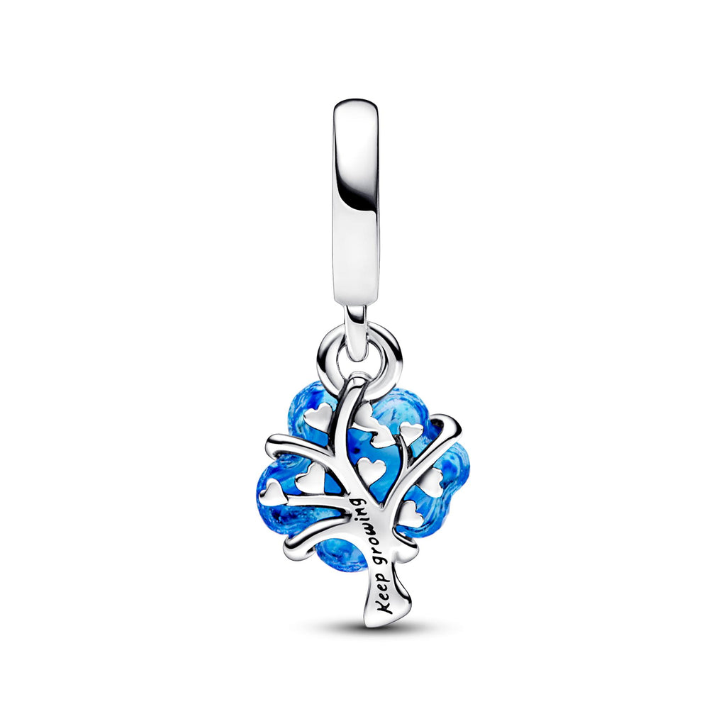 Pandora Charm Pendant Arbre de Vie en Verre de Murano Bleu 792614C01