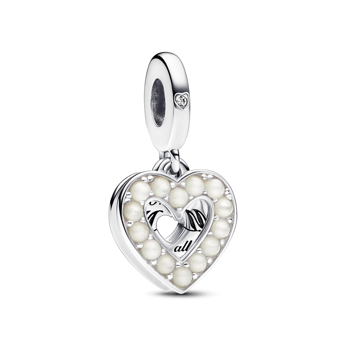 Pandora Moments Charm Pendant Double Cœur Blanc Nacré 792649C01