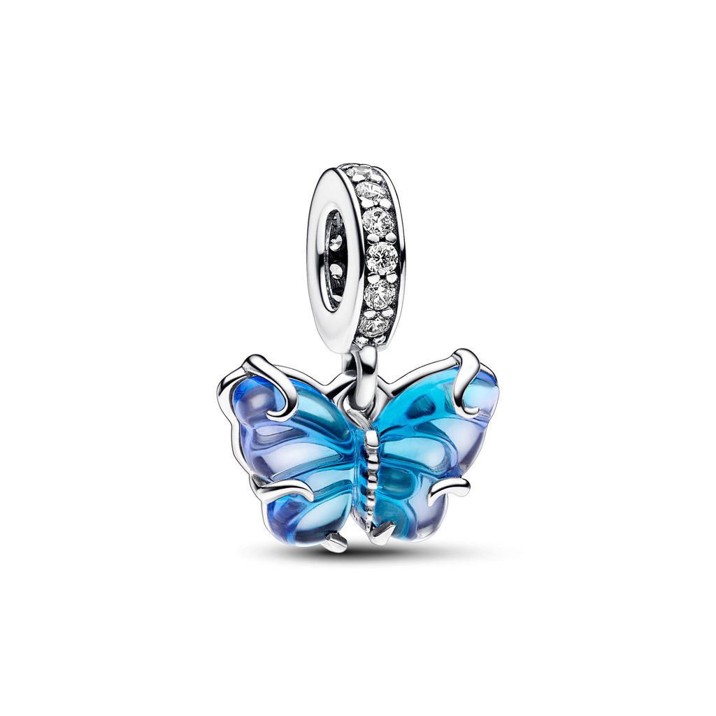 Pandora Moments Charm Pendant Papillon en Verre de Murano Bleu 792698C01
