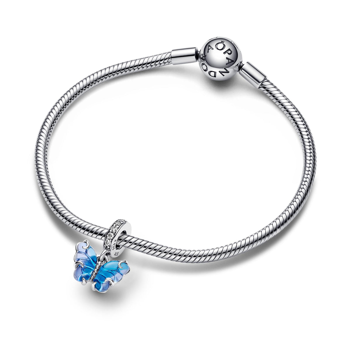 Pandora Moments Charm Pendant Papillon en Verre de Murano Bleu 792698C01