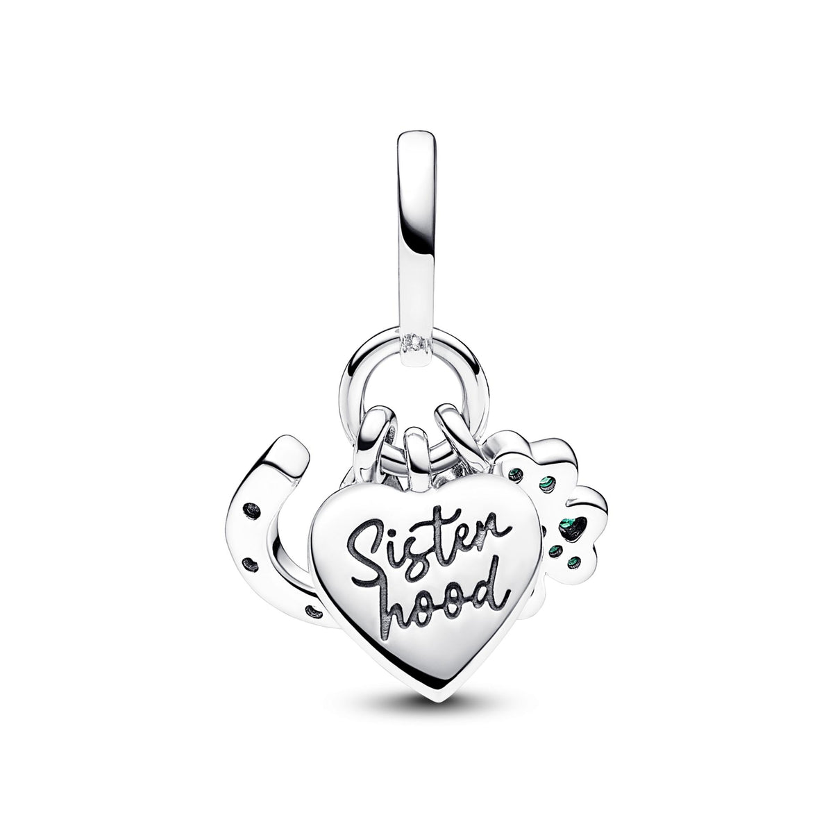 Pandora Moments Charm Pendant Triple Trèfle à Quatre Feuilles, Cœur et Fer à Cheval 792755C01