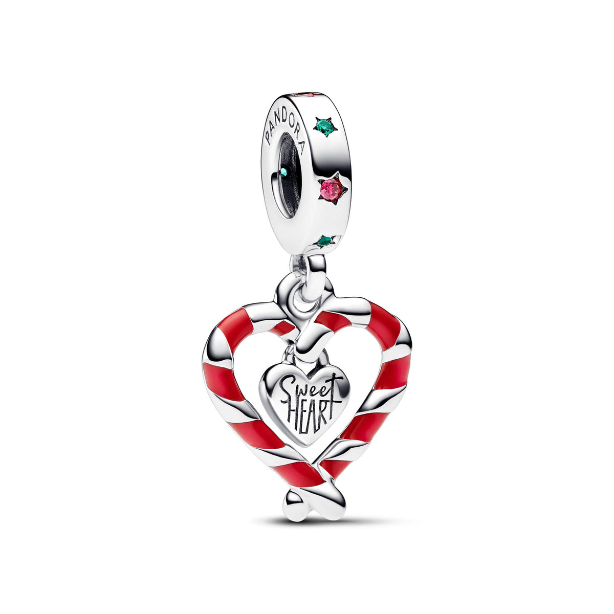 Pandora Moments Charm Pendant Double Cœur de Noël Sucre d’Orge 792822C01