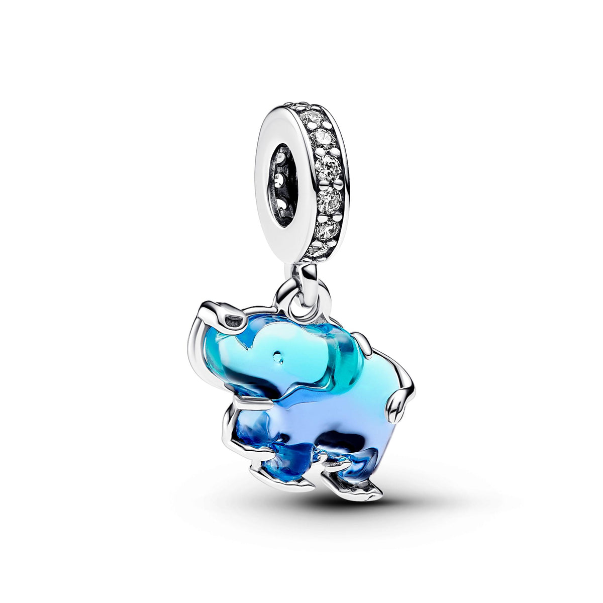 Pandora Moments Charm Pendant Éléphant en Verre de Murano Bleu 793339C01