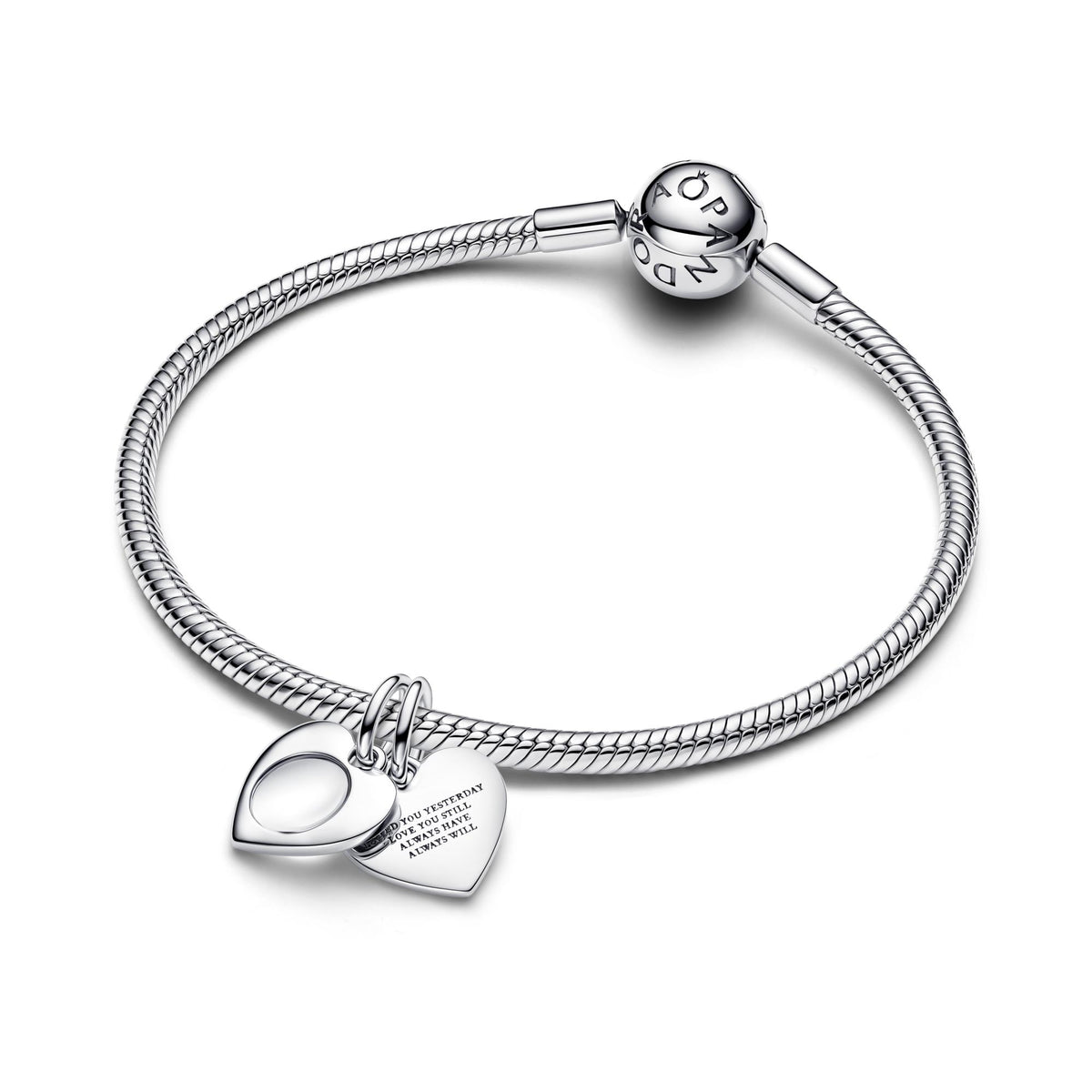Pandora Moments Charm Pendant Double Loupe Cœur Gravable 793671C00