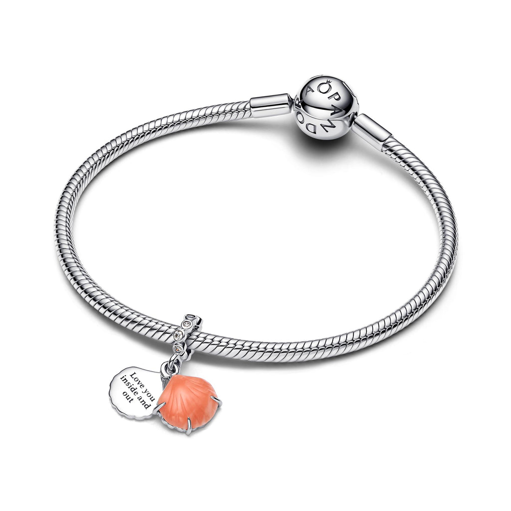 Pandora Moments Charm Pendant Double Coquillage Couleur Corail 793821C01