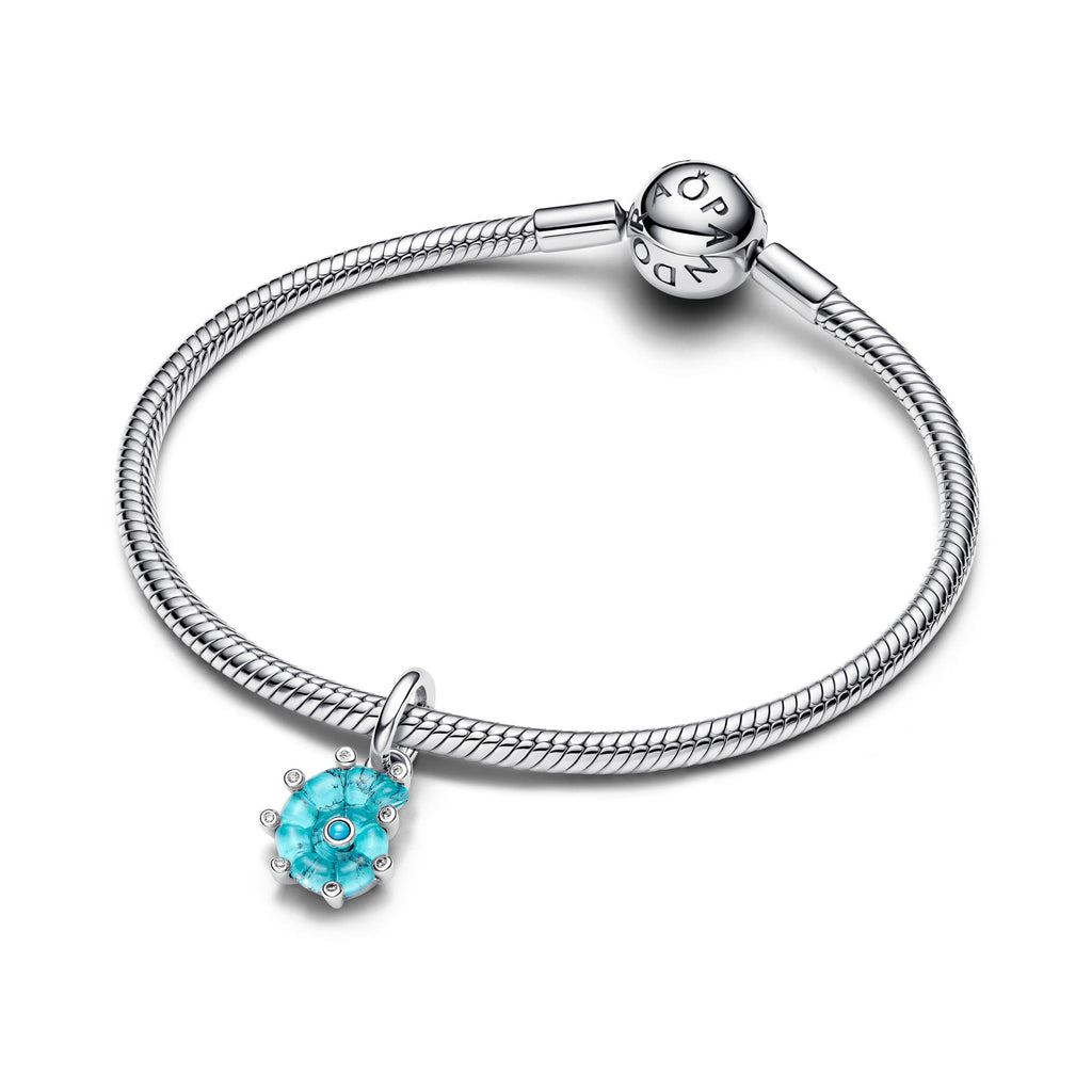 Pandora Moments Charm Pendant Escargot de Mer Verre de Murano Bleu 793900C01