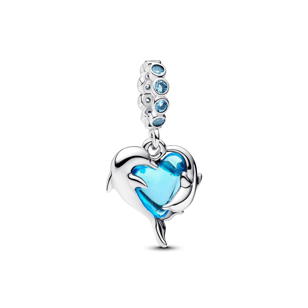 Pandora Moments Charm Pendant Dauphins Verre de Murano Bleu 793924C01