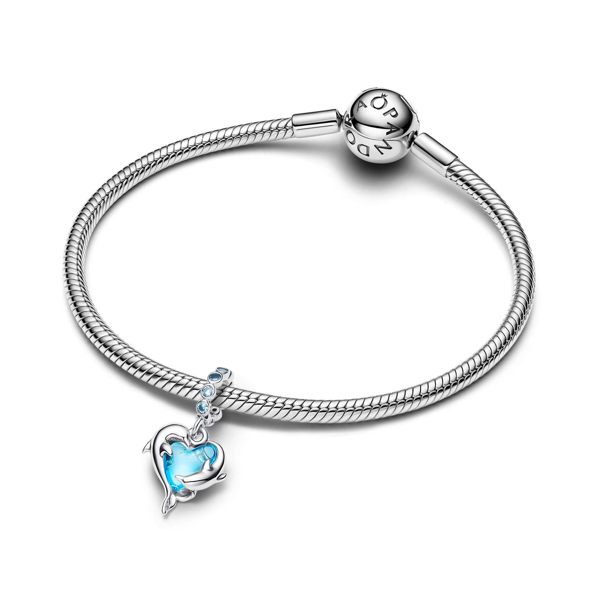 Pandora Moments Charm Pendant Dauphins Verre de Murano Bleu 793924C01