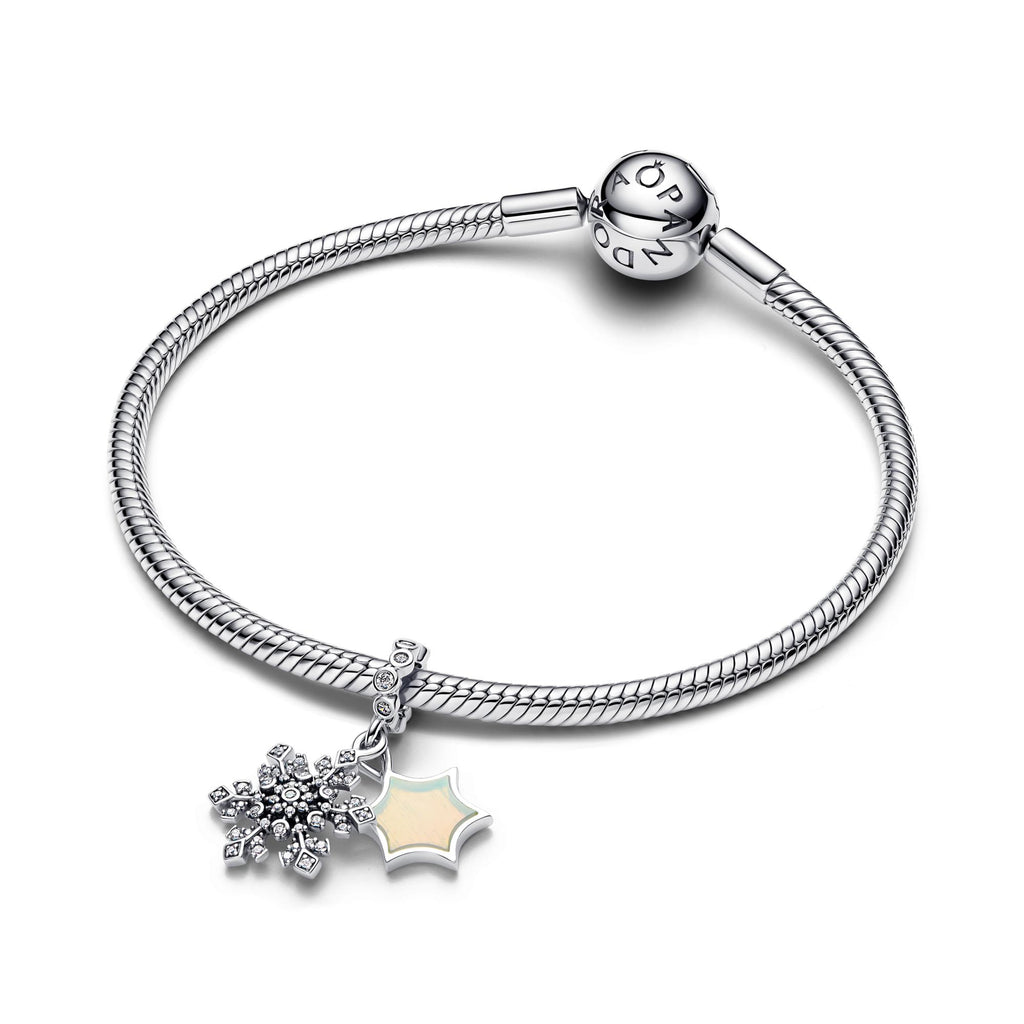 Pandora Moments Charm Pendant Double Flocon de Neige Opalescent 794142C01