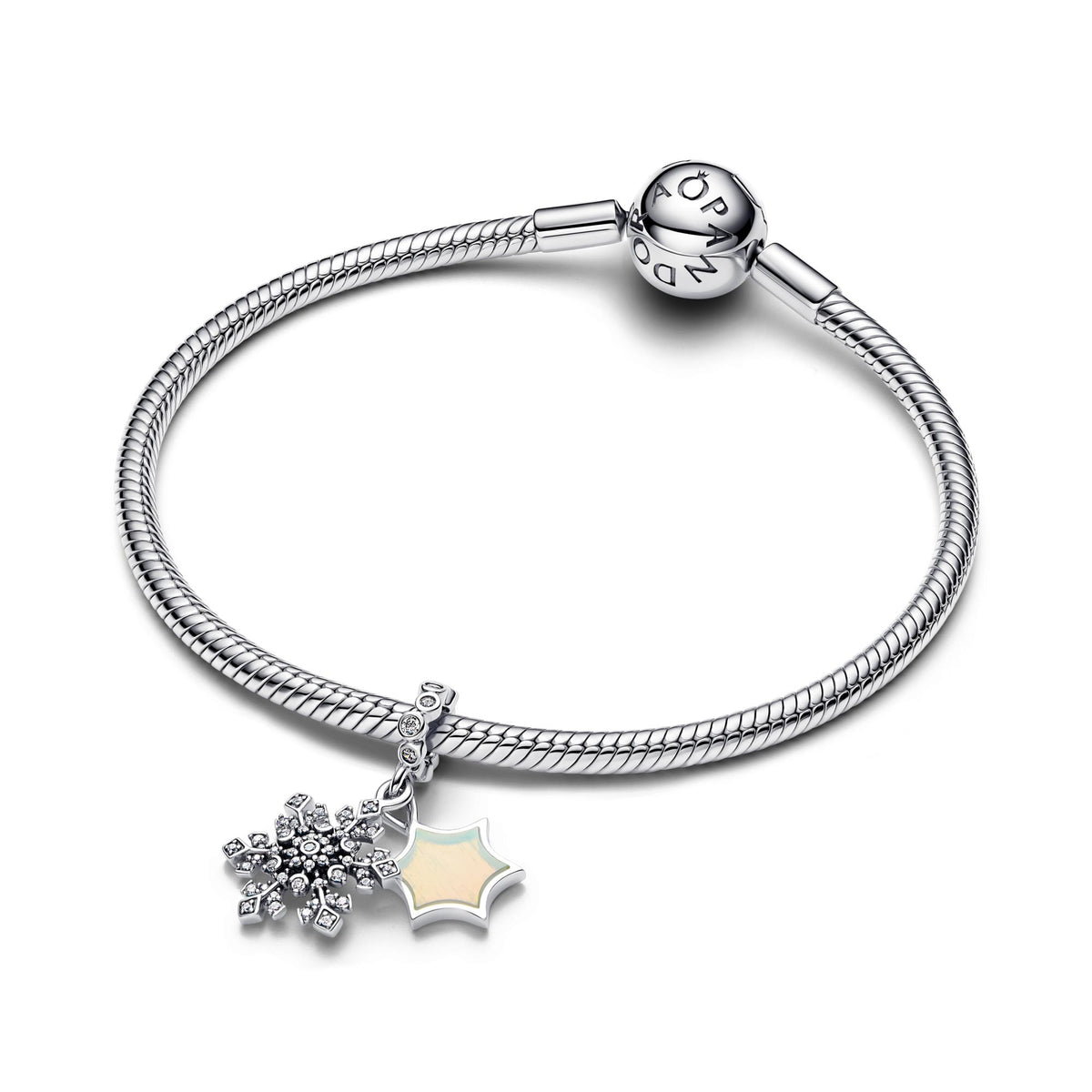 Pandora Moments Charm Pendant Double Flocon de Neige Opalescent 794142C01