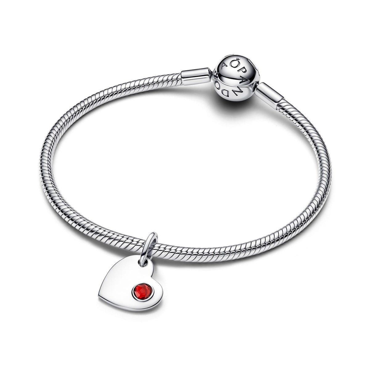 Pandora Moments Charm Pendant Pierre Rouge Cœur Gravable 794295C01