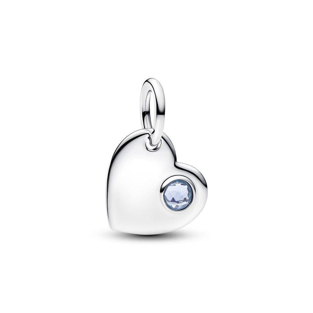 Pandora Moments Charm Pendant Pierre Bleu Azur Cœur Gravable 794295C03