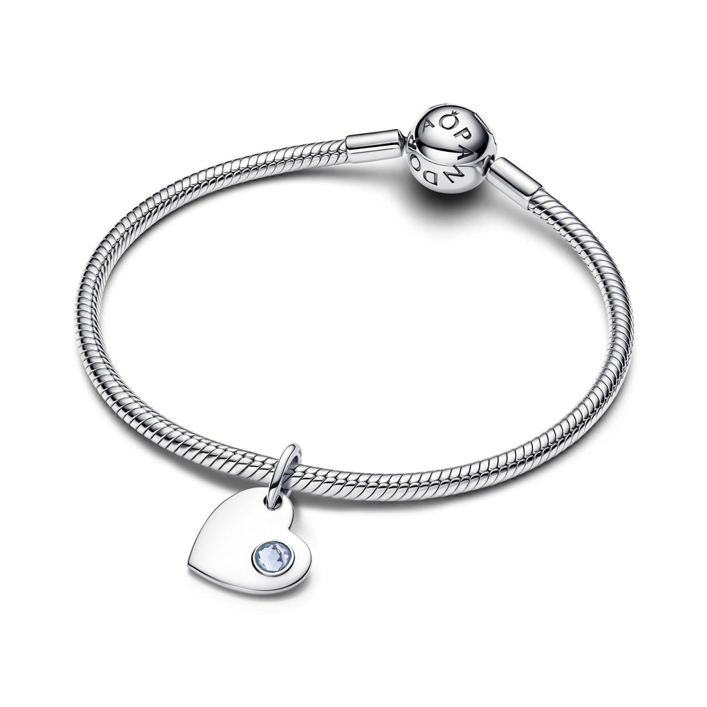 Pandora Moments Charm Pendant Pierre Bleu Azur Cœur Gravable 794295C03