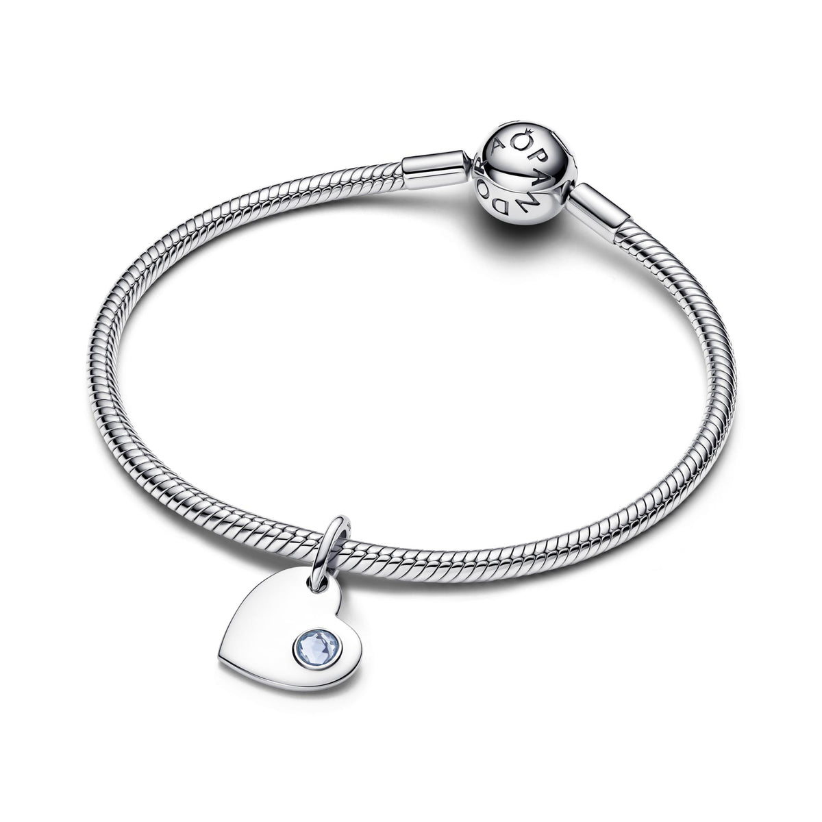 Pandora Moments Charm Pendant Pierre Bleu Azur Cœur Gravable 794295C03
