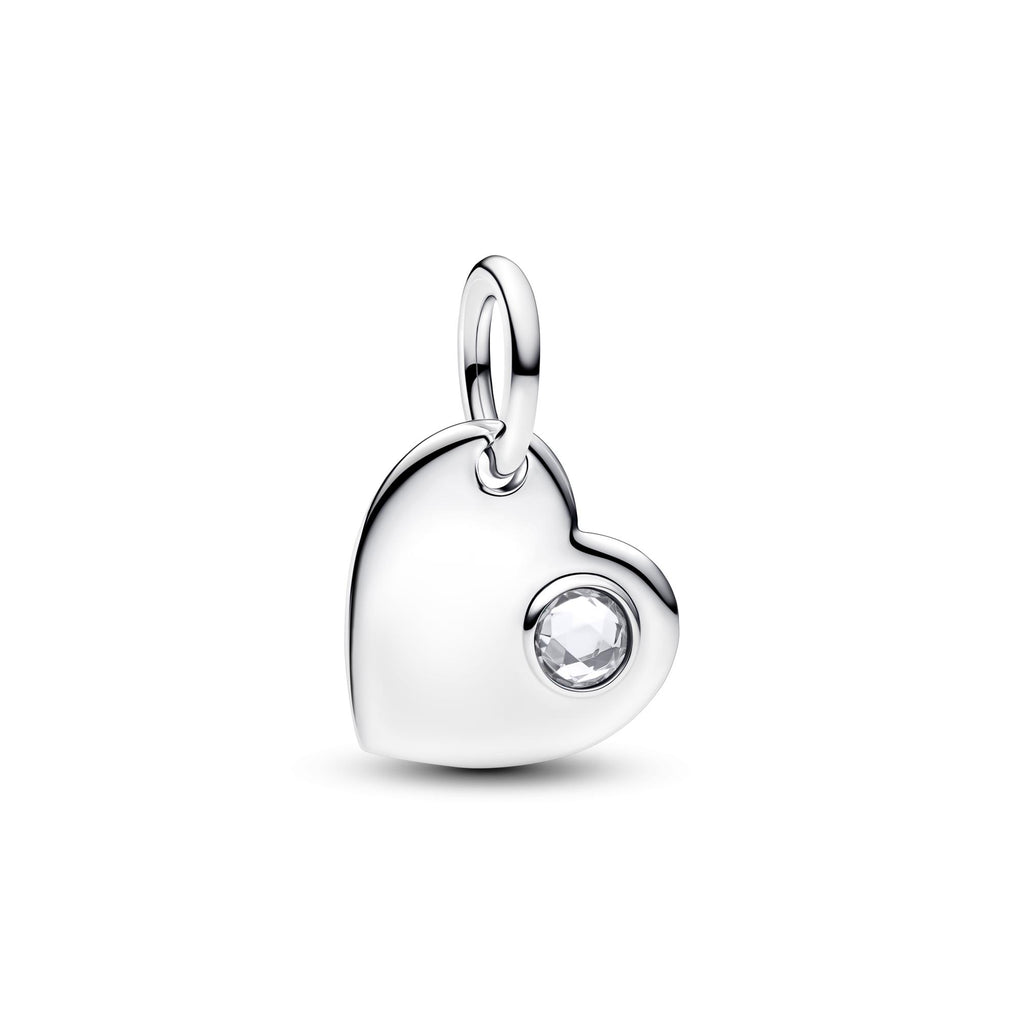 Pandora Moments Charm Pendant Pierre Incolore Cœur Gravable Avril 794295C04