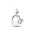 Pandora Moments Charm Pendant Pierre Incolore Cœur Gravable Avril 794295C04