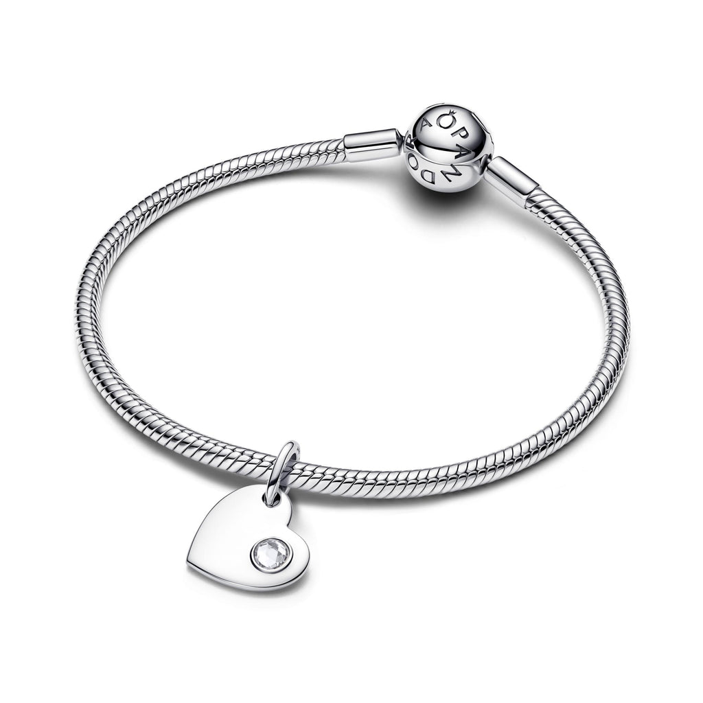 Pandora Moments Charm Pendant Pierre Incolore Cœur Gravable Avril 794295C04
