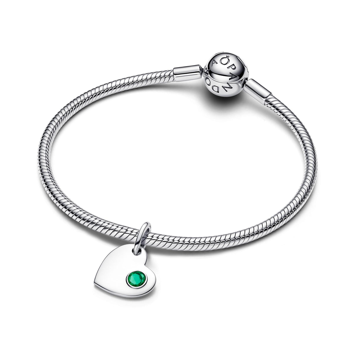 Pandora Moments Charm Pendant Pierre Verte Cœur Gravable Mai 794295C05