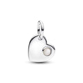Pandora Moments Charm Pendant Pierre Blanche Cœur Gravable Juin 794295C06