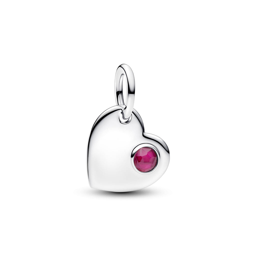 Pandora Moments Charm Pendant Pierre Rouge Profond Cœur Gravable Juillet 794295C07