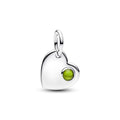 Pandora Moments Charm Pendant Pierre Vert Printemps Cœur Gravable Août 794295C08