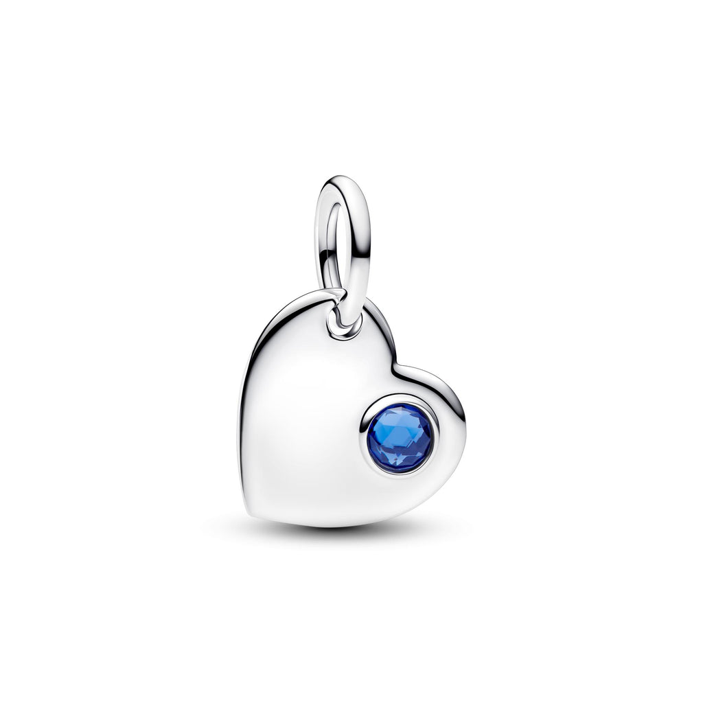Pandora Moments Charm Pendant Pierre Bleue Cœur Gravable Septembre 794295C09