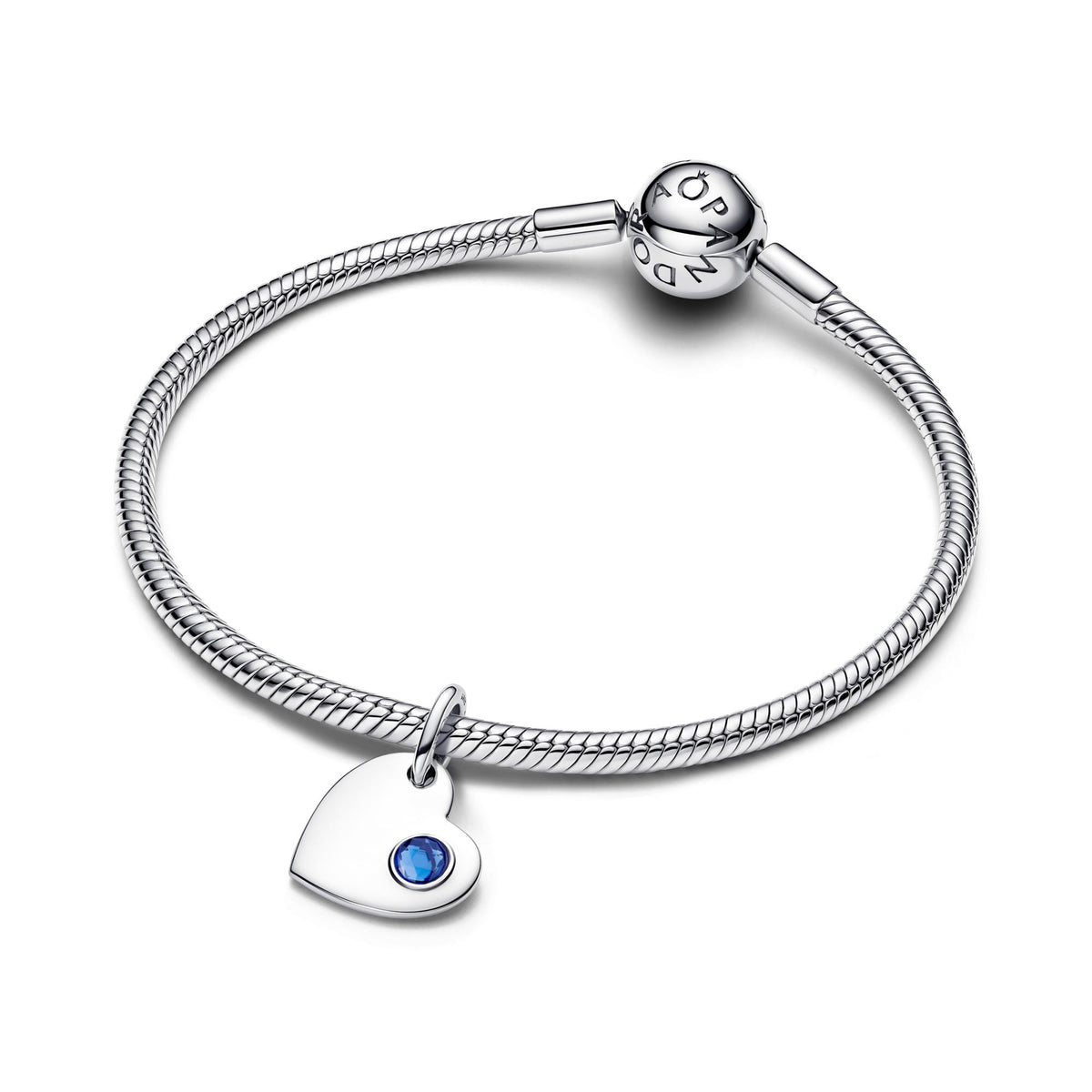 Pandora Moments Charm Pendant Pierre Bleue Cœur Gravable Septembre 794295C09