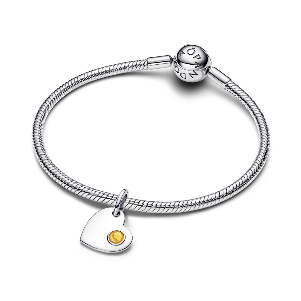 Pandora Moments Charm Pendant Pierre Miel Cœur Gravable 794295C11