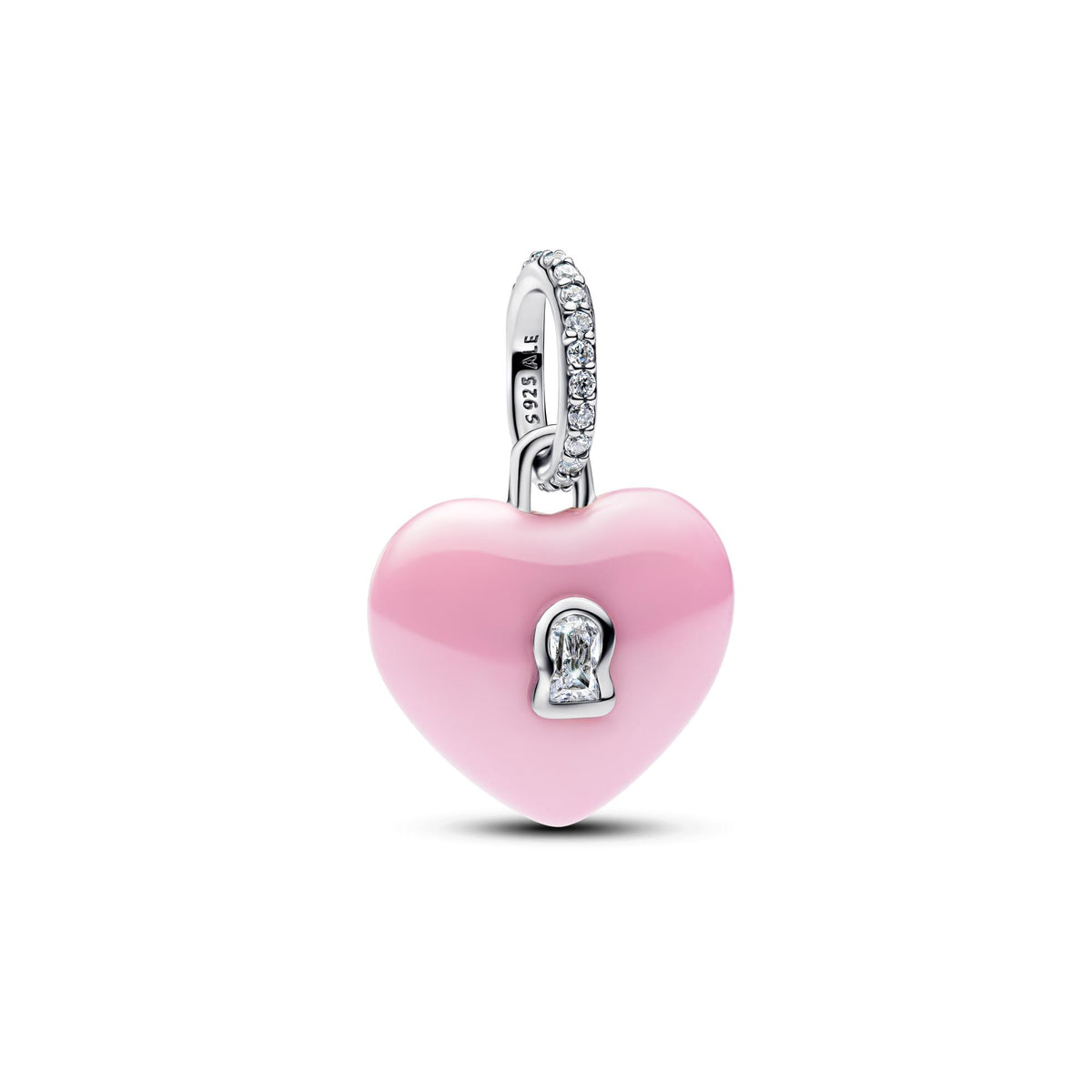 Pandora Moments Charm Pendant Cadenas Cœur Céramique Rose 794424C01