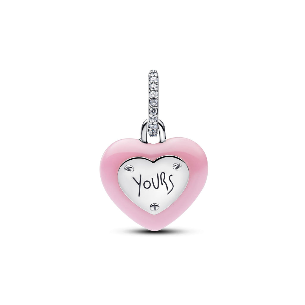Pandora Moments Charm Pendant Cadenas Cœur Céramique Rose 794424C01