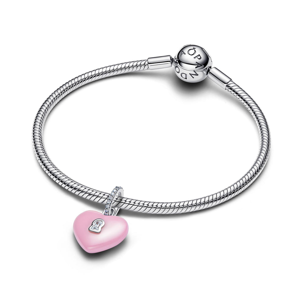 Pandora Moments Charm Pendant Cadenas Cœur Céramique Rose 794424C01
