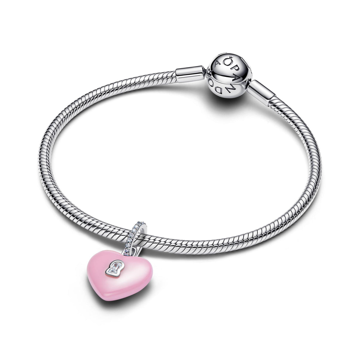 Pandora Moments Charm Pendant Cadenas Cœur Céramique Rose 794424C01