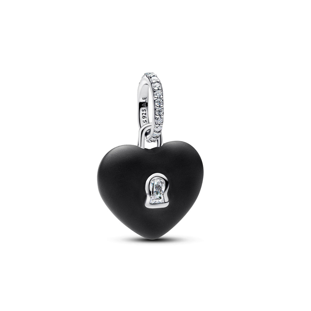 Pandora Moments Charm Pendant Cadenas Cœur Céramique Noire Mate 794424C02
