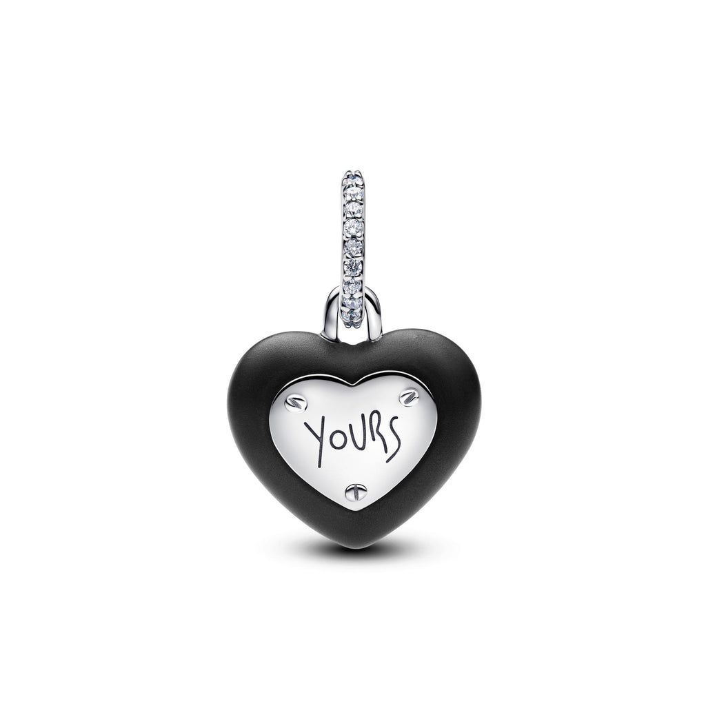 Pandora Moments Charm Pendant Cadenas Cœur Céramique Noire Mate 794424C02